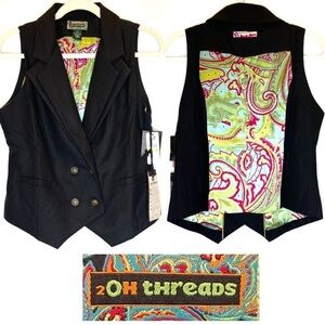 🔥 2oH Threads Wool & Silk NWT Black Vest M
